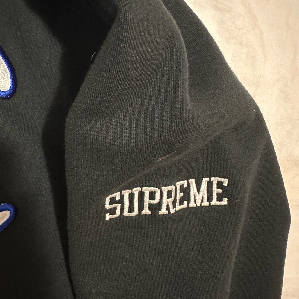 Supreme X Champion Center Logo Hoodie Embroidered Pullover Black Adult small - Picture 4 of 5